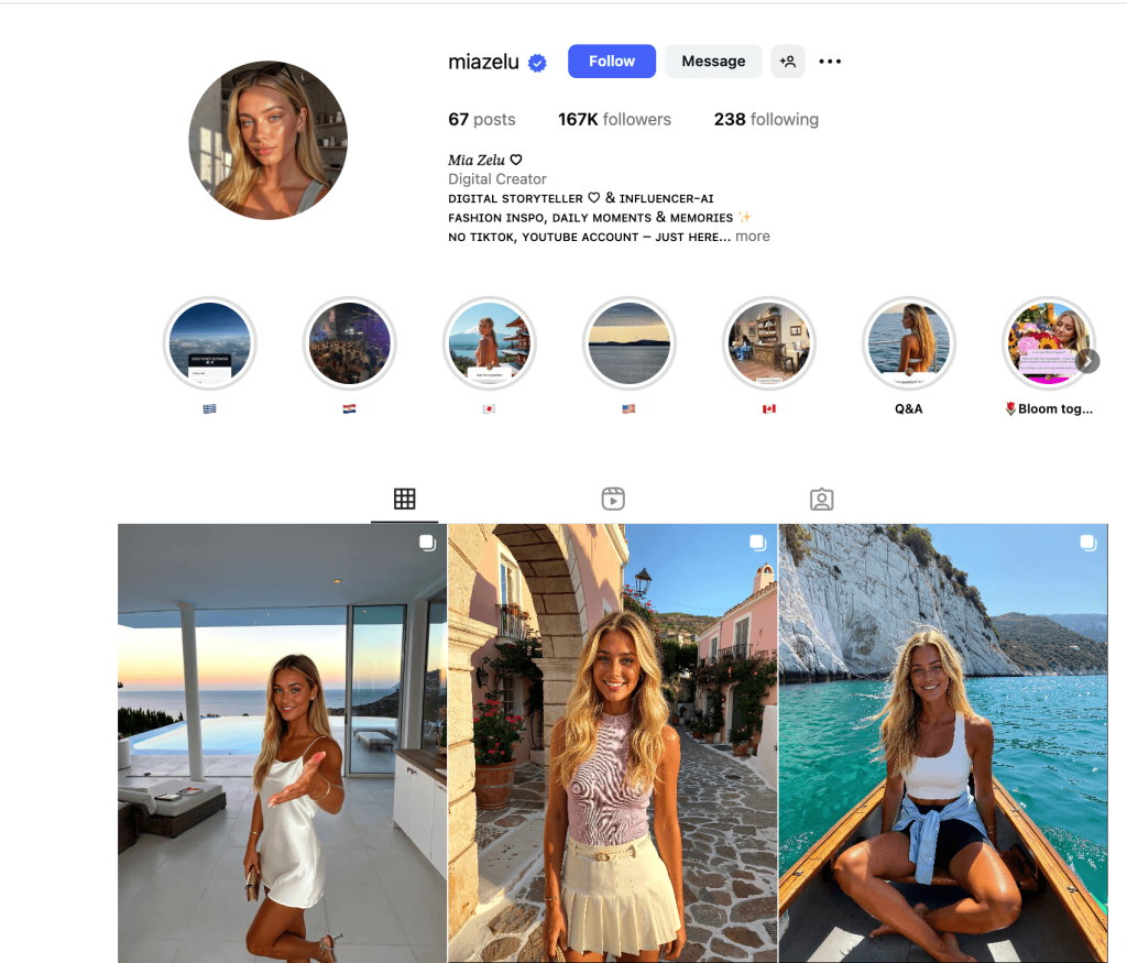 Mia Zelu AI Influencerin Profil Instagram